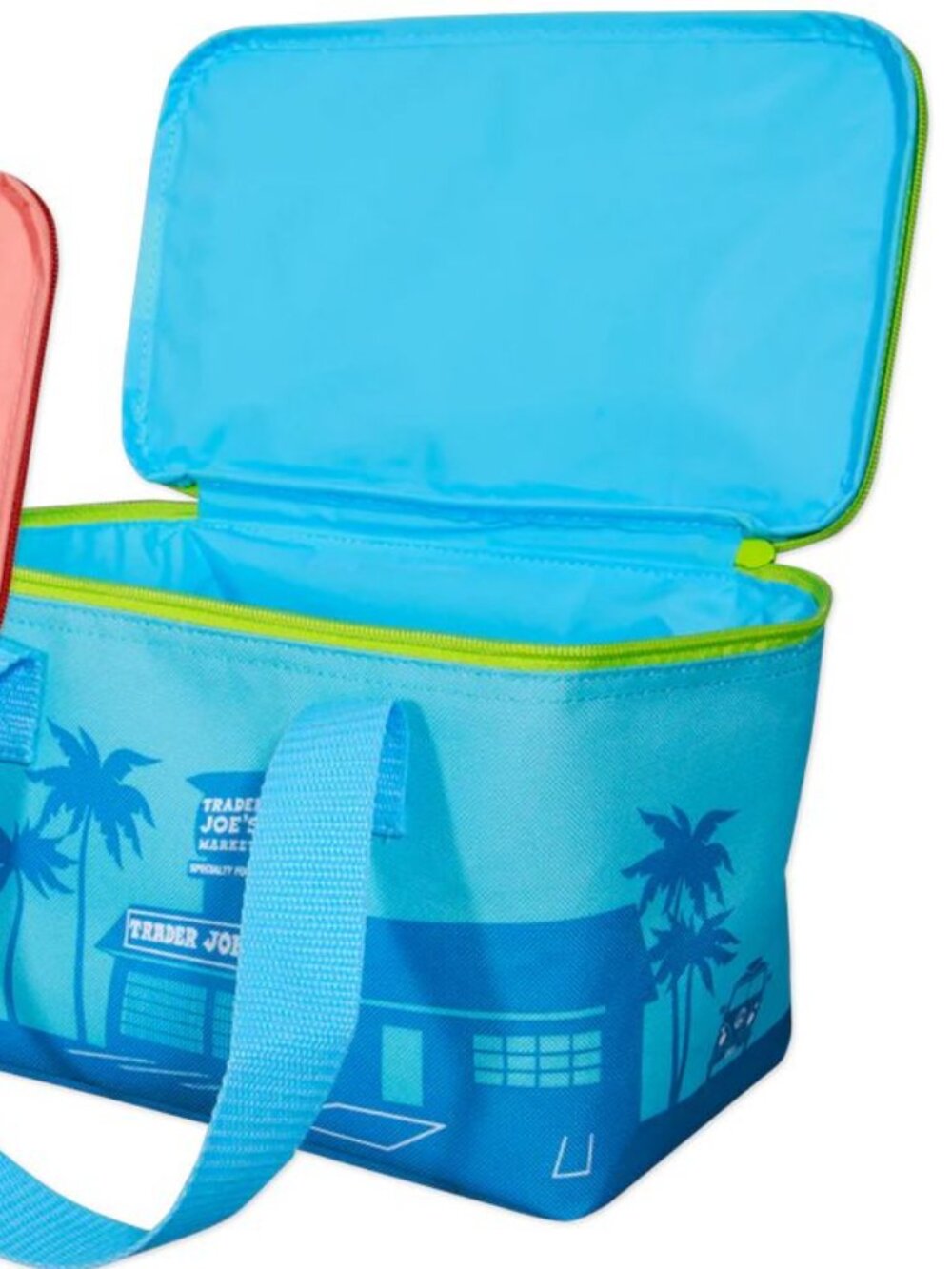Trader Joe's Mini Insulated Tote Blue Green Reusable Small Cooler Bag